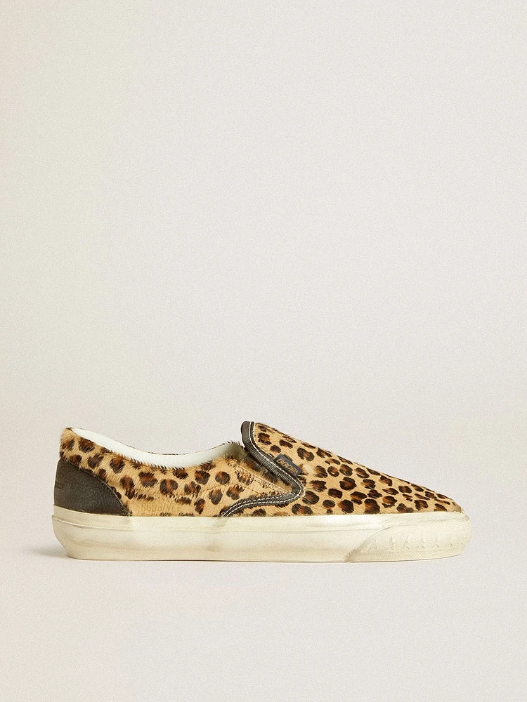 Men's VCE Penstar leopard-print pony skin with black leather heel tab