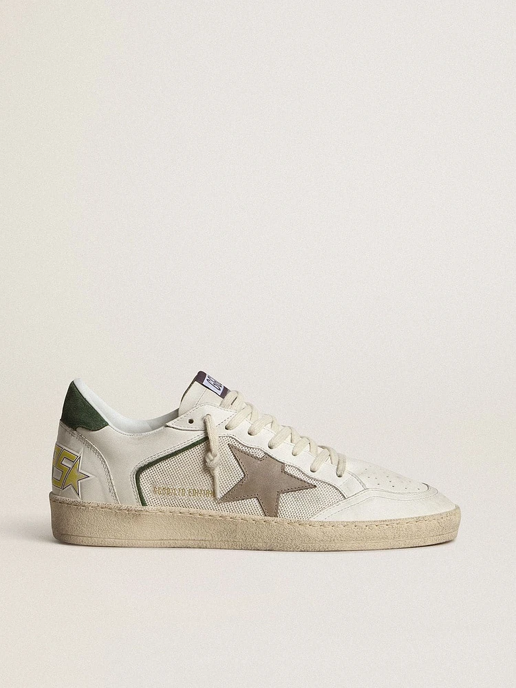 Ball Star LTD in mesh and nappa leather with gray leather star and green suede heel tab