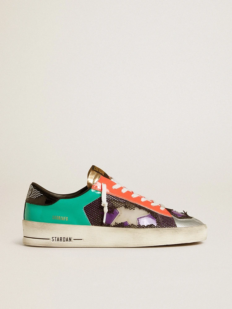 Men's Stardan LAB patent leather and mesh with rubber star