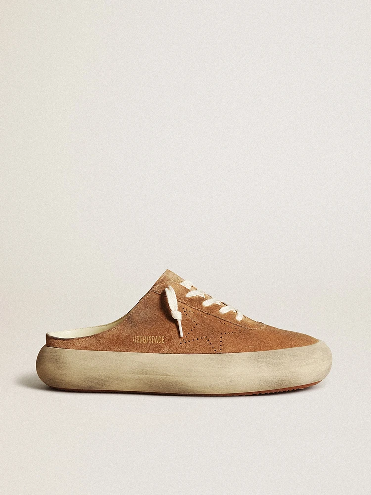 Men's Space-Star Sabots tobacco suede with perforated star