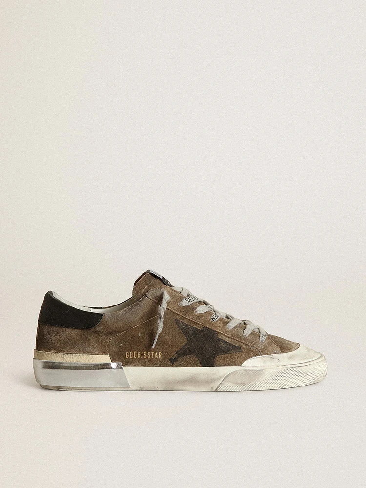 Super-Star LTD military-green suede with screen-printed star