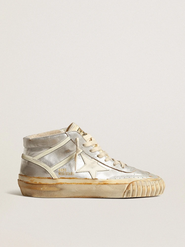 Men’s Mid star silver metallic leather with ivory