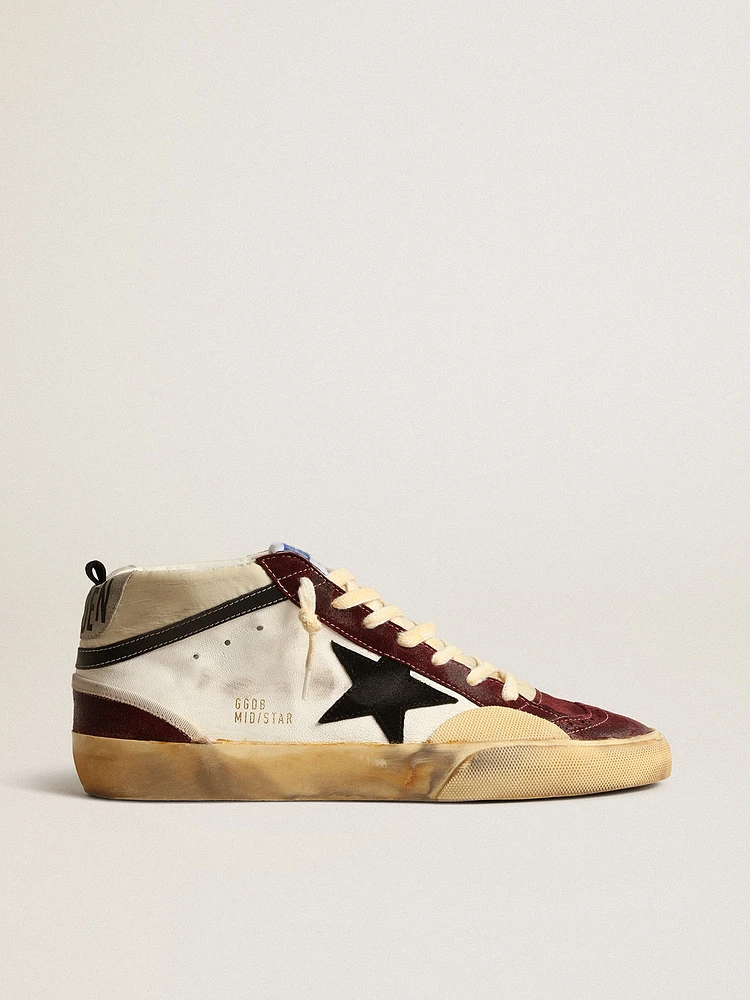 Mid star nappa with black suede and wine-red inserts