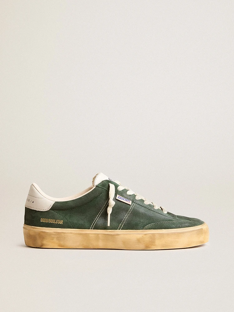 Soul Star green suede with milk-white leather heel tab
