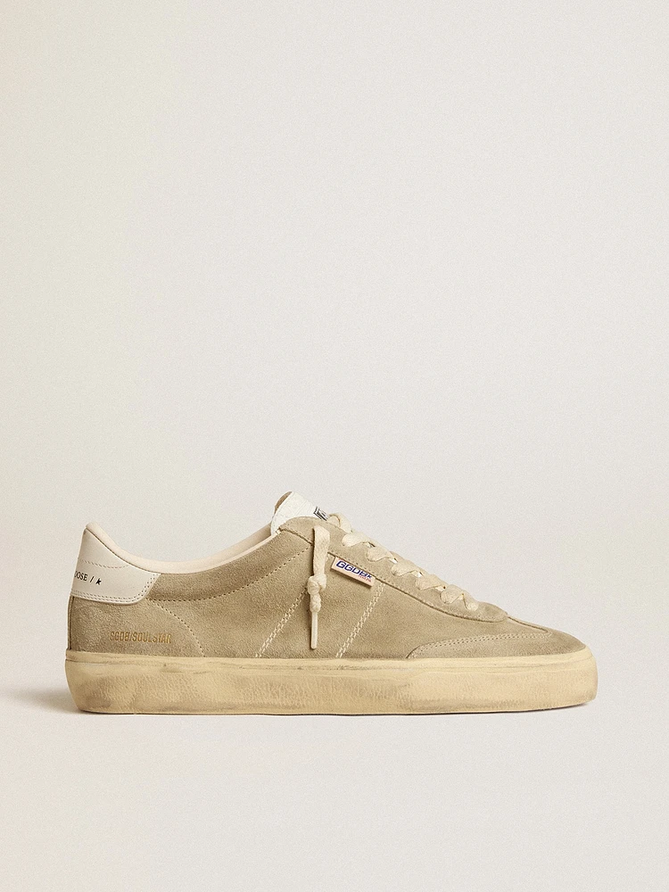 Men's Soul Star dove-gray suede with white leather heel tab and tongue