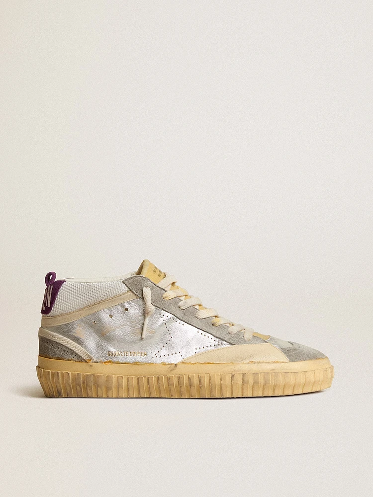 Mid star LAB silver metallic leather and mesh with perforated
