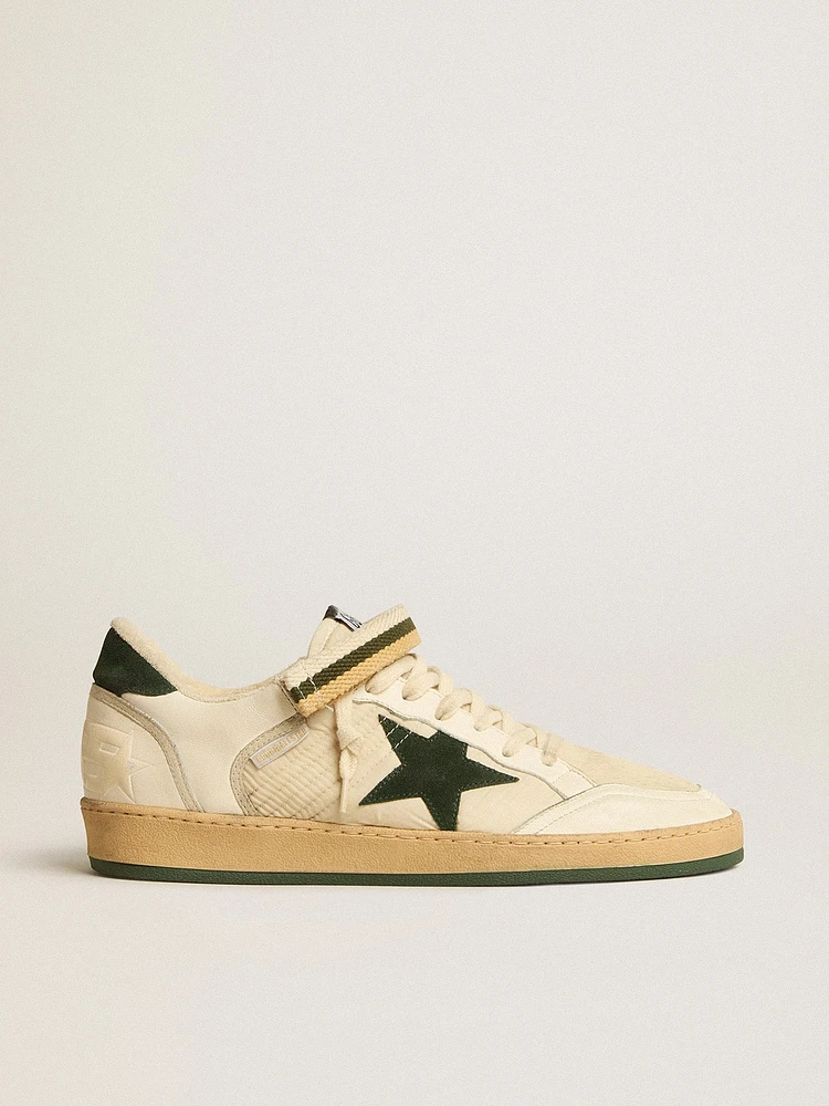 Ball star nylon and nappa with green suede heel tab