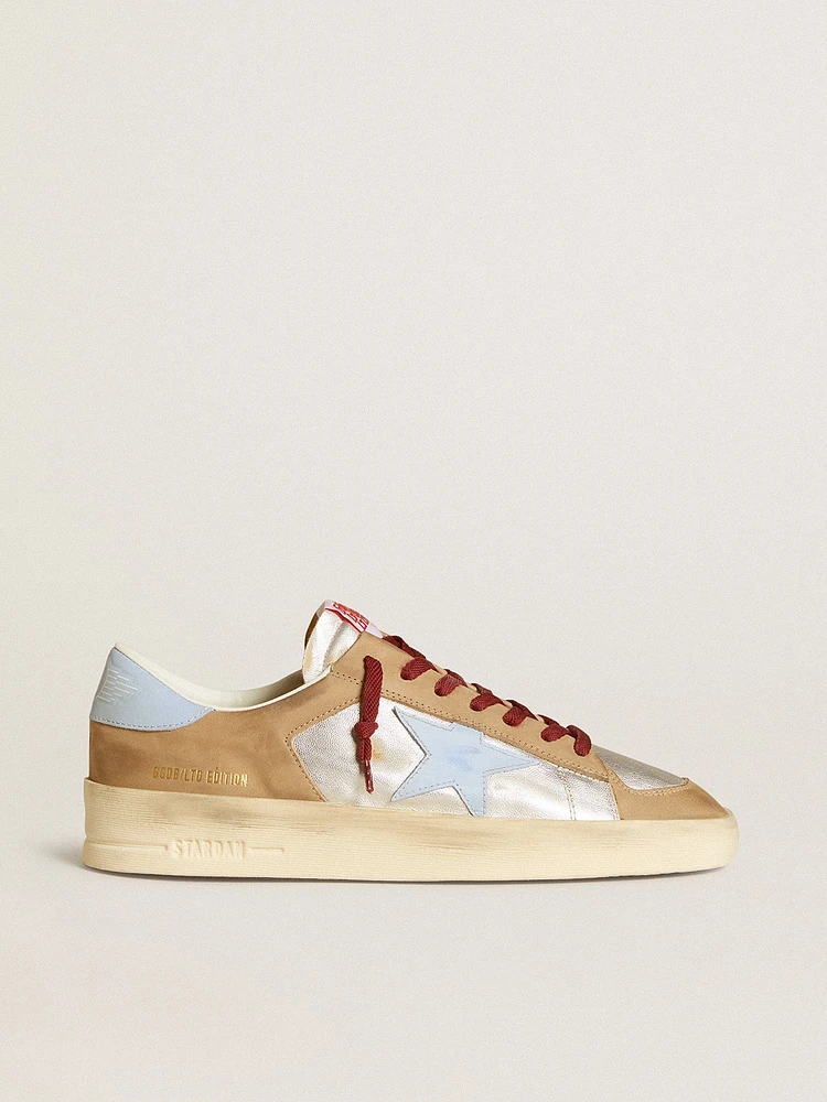 Men's silver Stardan LTD with light blue leather star and nubuck inserts