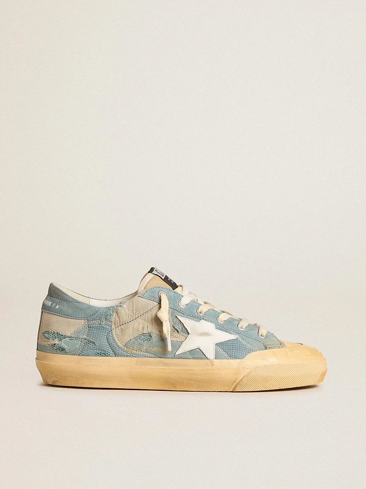 Men's Super-Star light blue mesh and nylon with white leather star