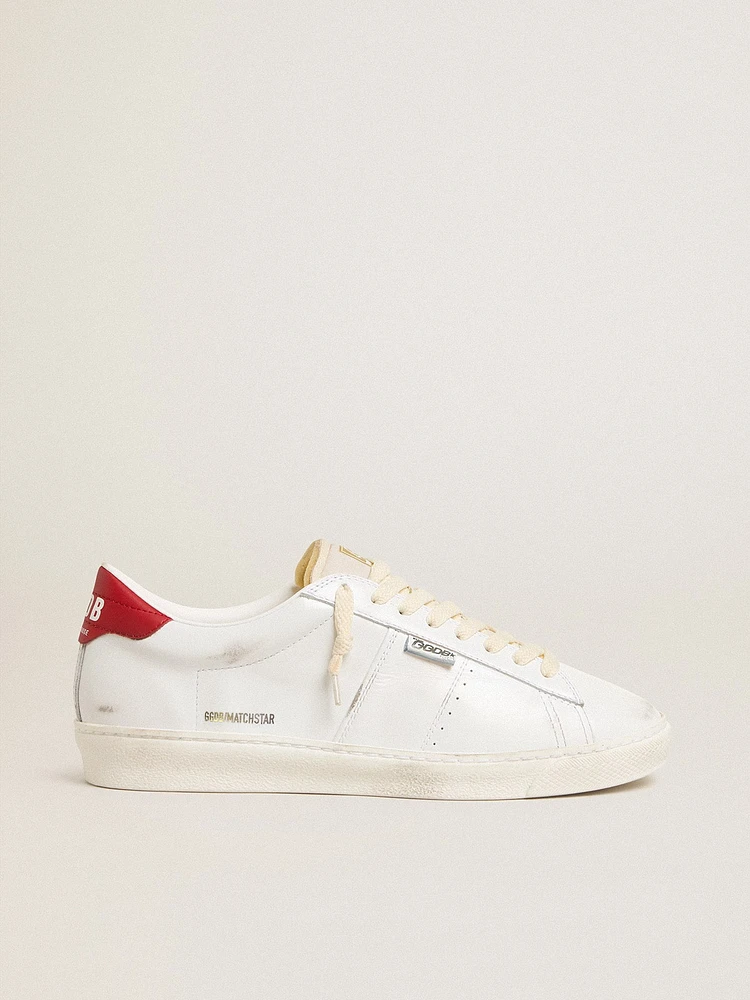 Matchstar glossy white leather with red heel tab