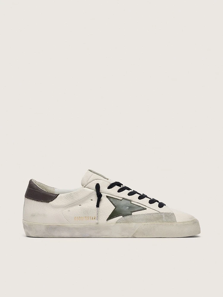Men's Super-Star in nappa with green leather star and gray leather heel tab