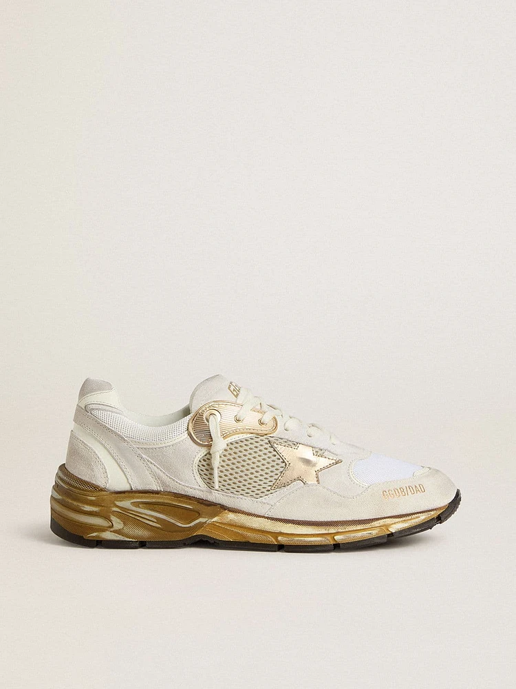 Men's Dad-Star mesh and white suede with gold foiled leather star