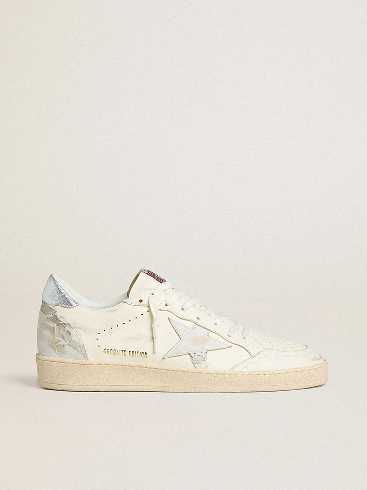 Ball Star LTD in cream with white suede star and metallic silver leather heel tab