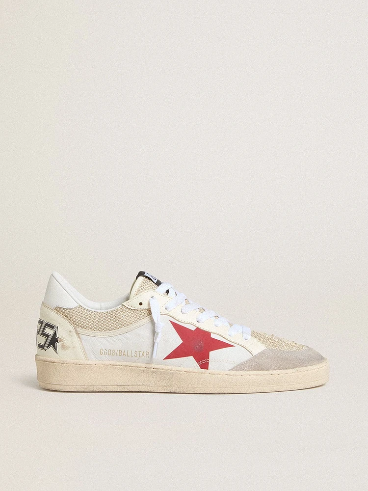 Ball star nylon and white mesh with red leather heel tab