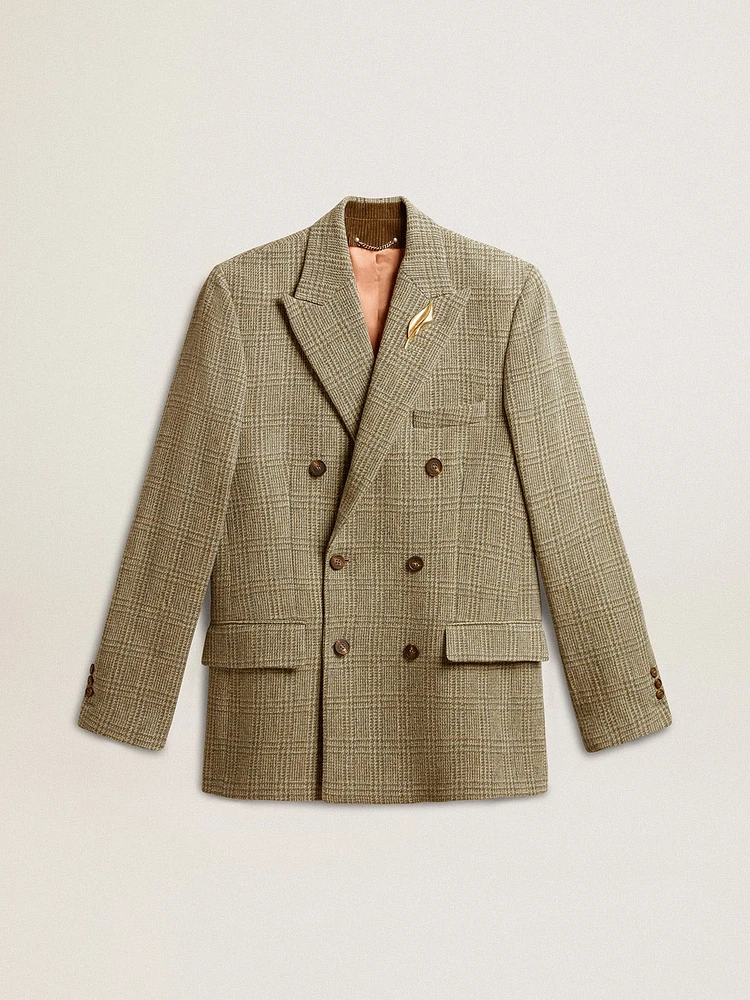 Men's double-breasted blazer Shetland wool
