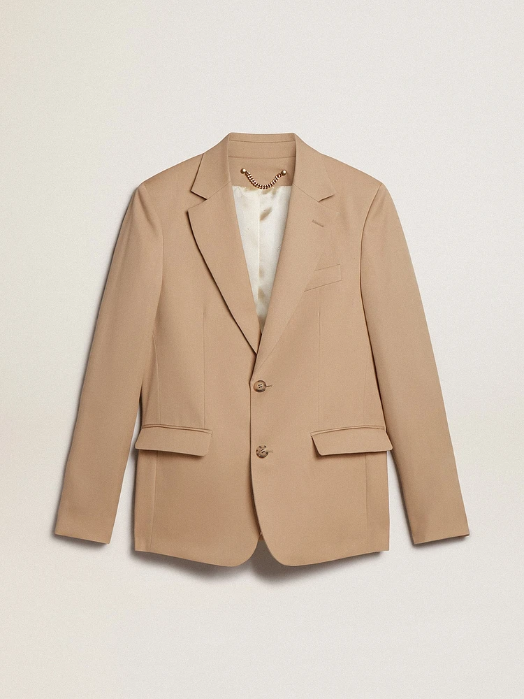Single-breasted blazer sand with horn buttons