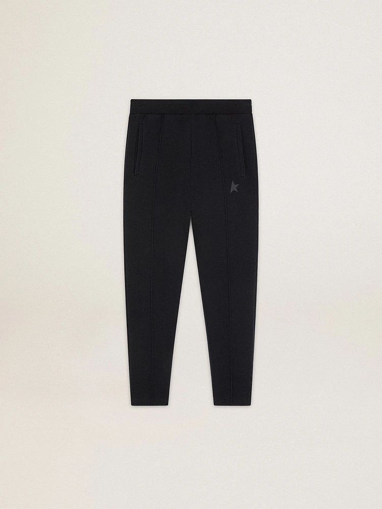 Men's black joggers with star on the front