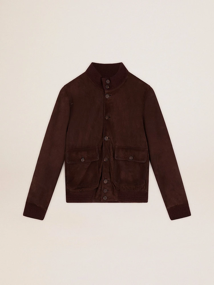 Golden Collection flight jacket dark brown suede
