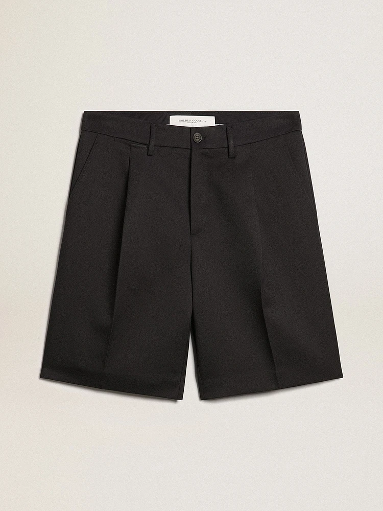 Men's bermuda shorts dark blue wool