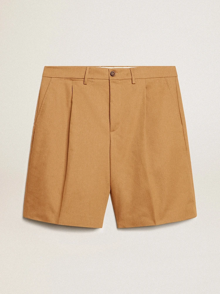 Men's Bermuda shorts beige cotton
