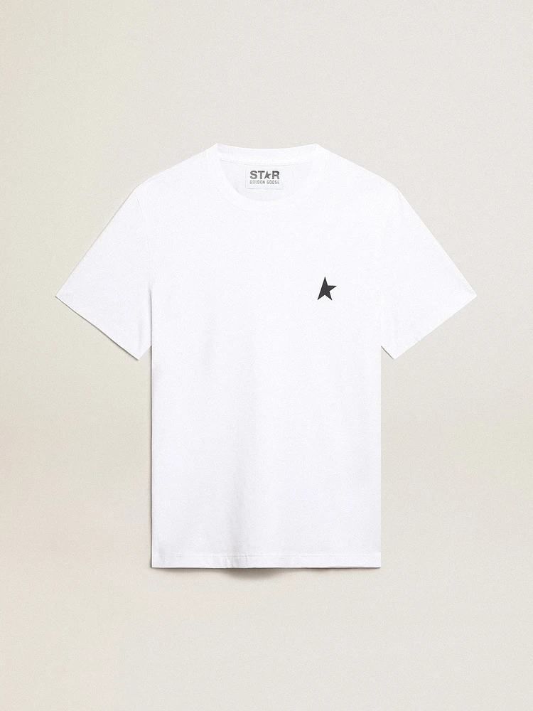 Men’s white T-shirt with dark blue star on the front