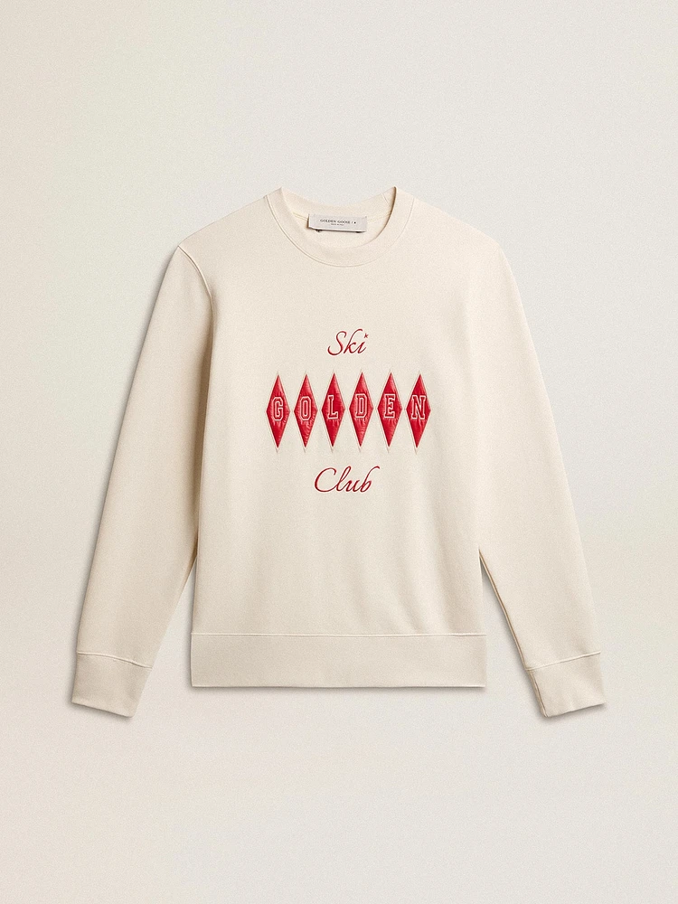 Men's cotton crew-neck sweatshirt with embroidered lettering