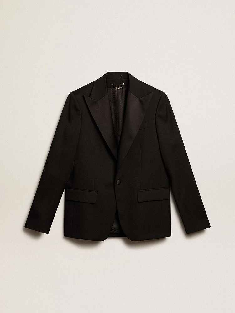Men’s tuxedo jacket black wool gabardine