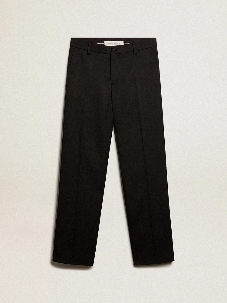 Men’s tuxedo pants black wool gabardine