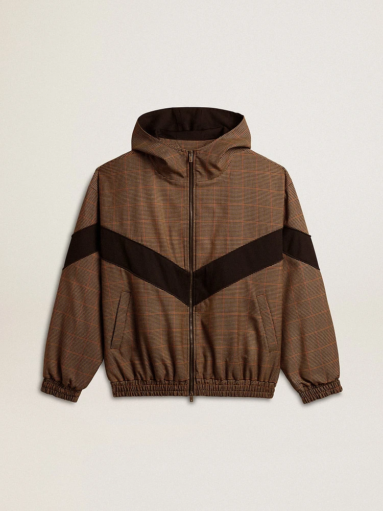 Windcheater beige and black houndstooth