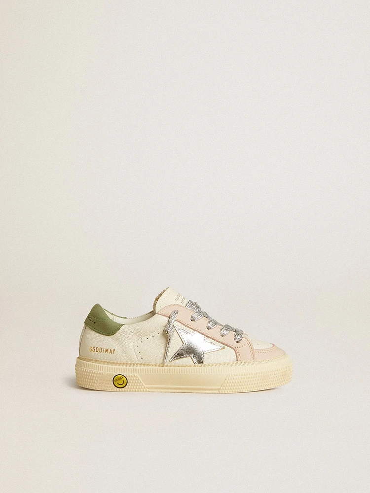 May Teen in nappa with silver star and olive green heel tab