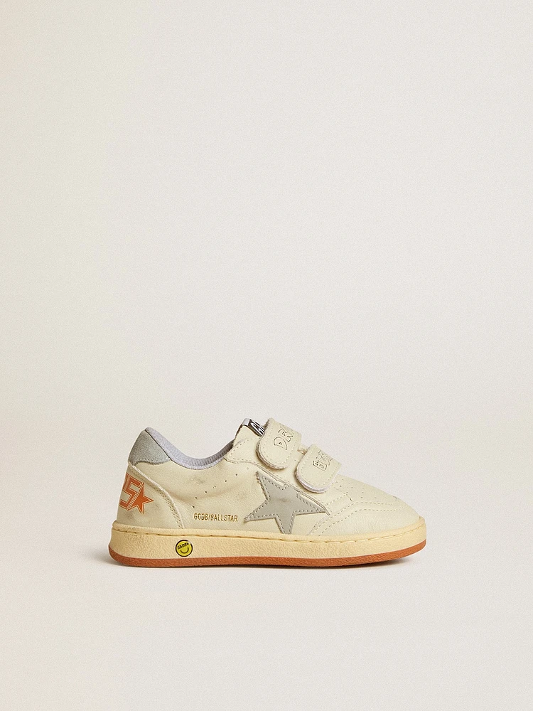 Ball star Teen white leather with powder blue and heel tab
