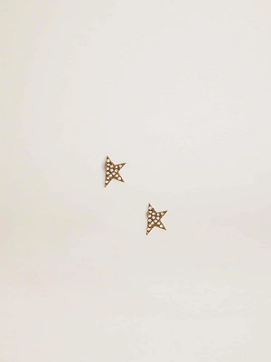 Women's stud earrings in antique gold color with crystals
