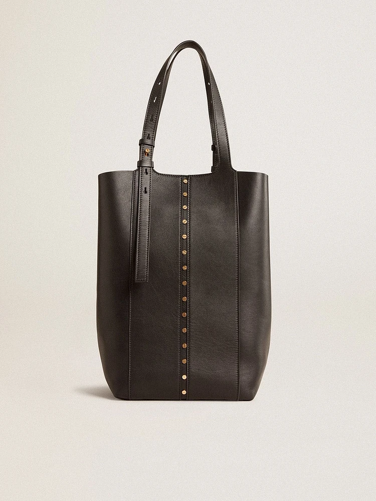 24/7 Bag North South in black leather with adjustable handles