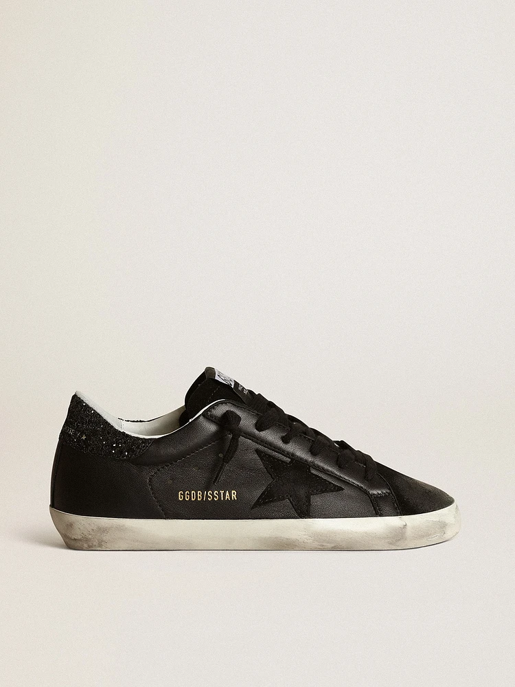 Women's Super-Star black nappa with star and glitter heel tab