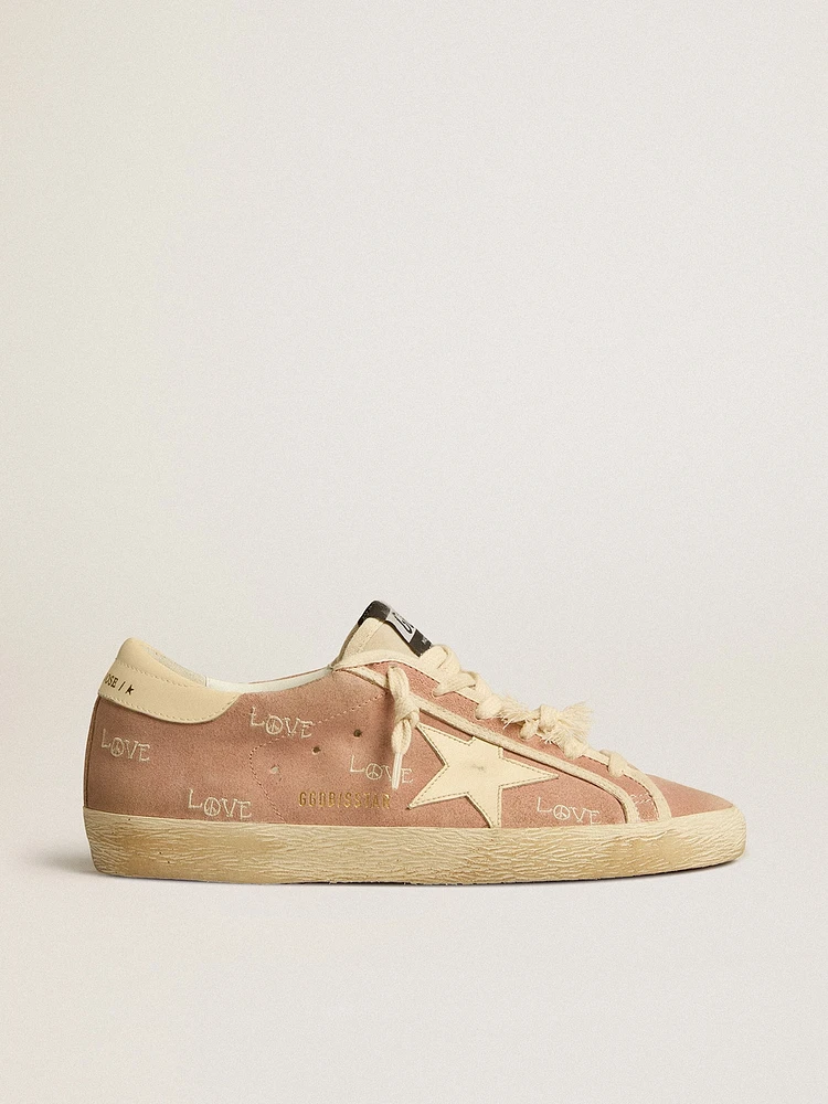 Women's Super-Star powder-pink suede with cream leather star