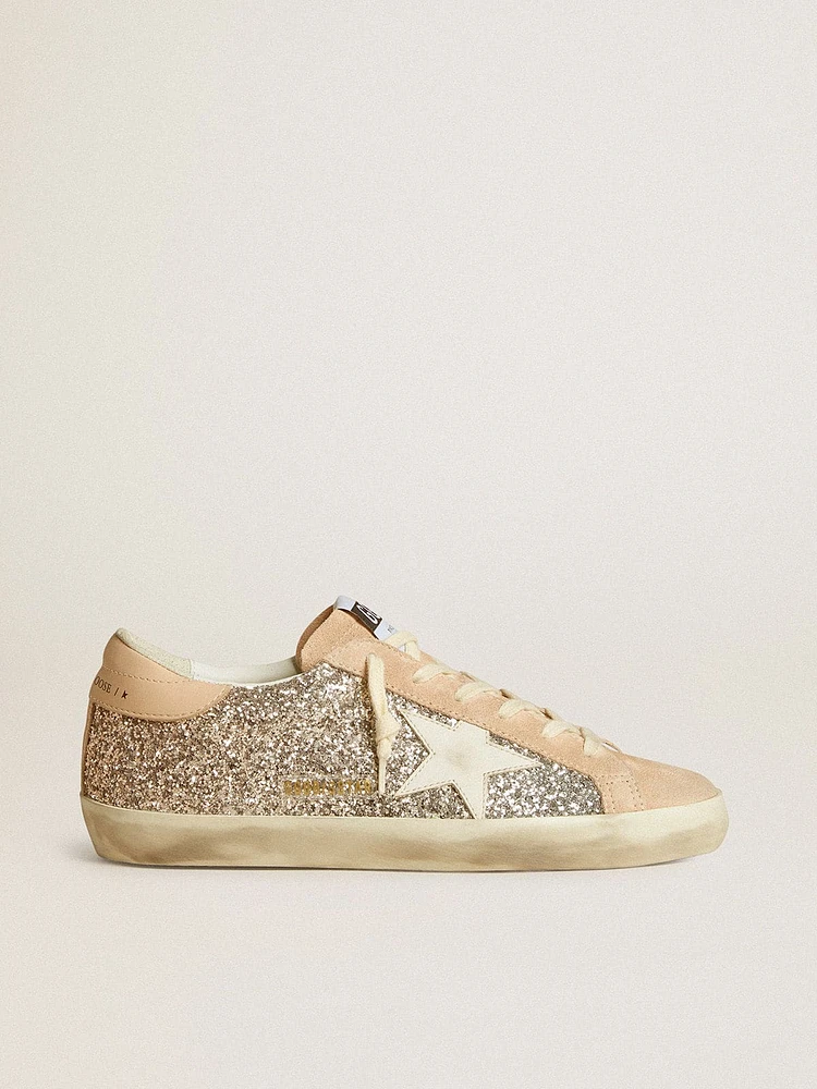 Women’s Super-Star silver glitter with leather star and heel tab