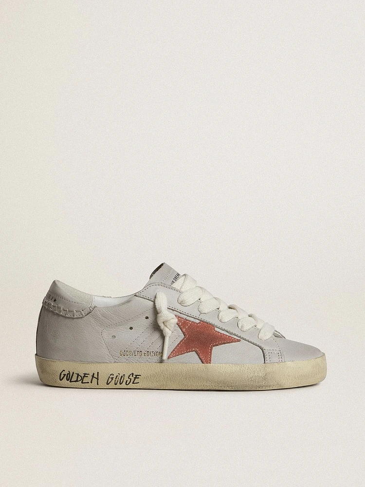 Women's Super-Star LTD gray leather with brick-red suede star