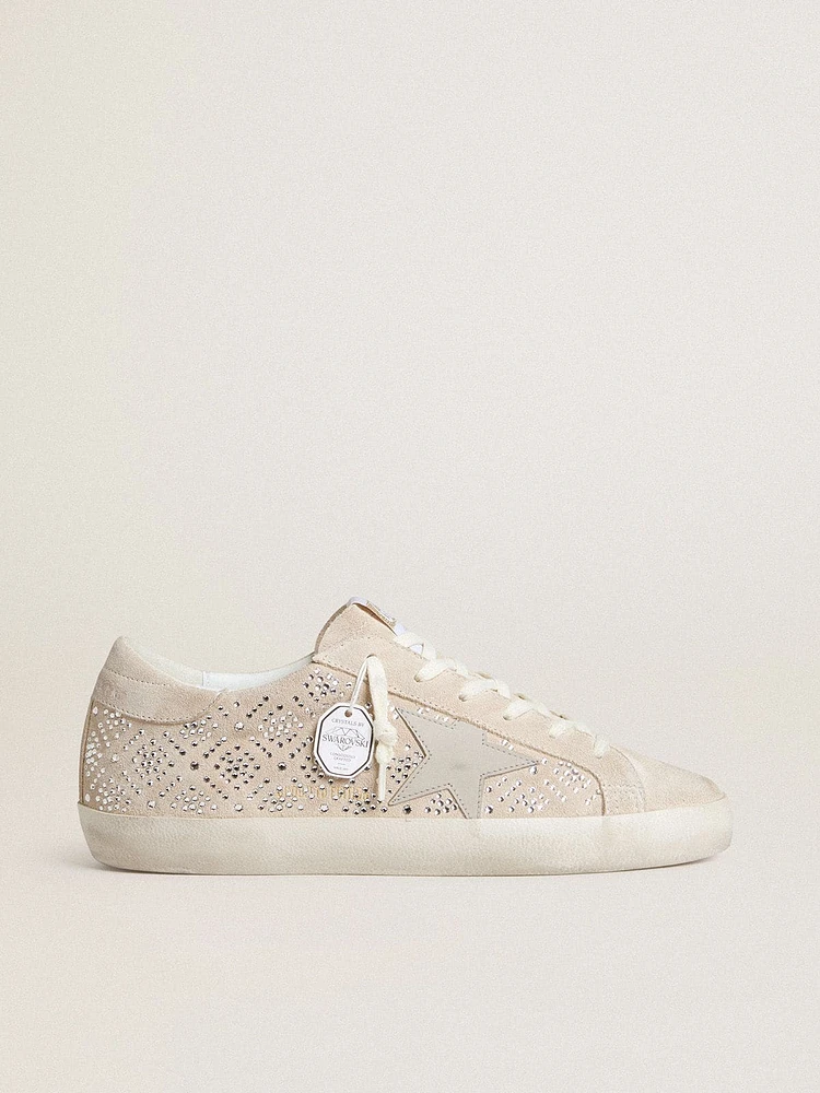 Women's Super-Star LTD suede with Swarovski crystals and ice-gray leather star