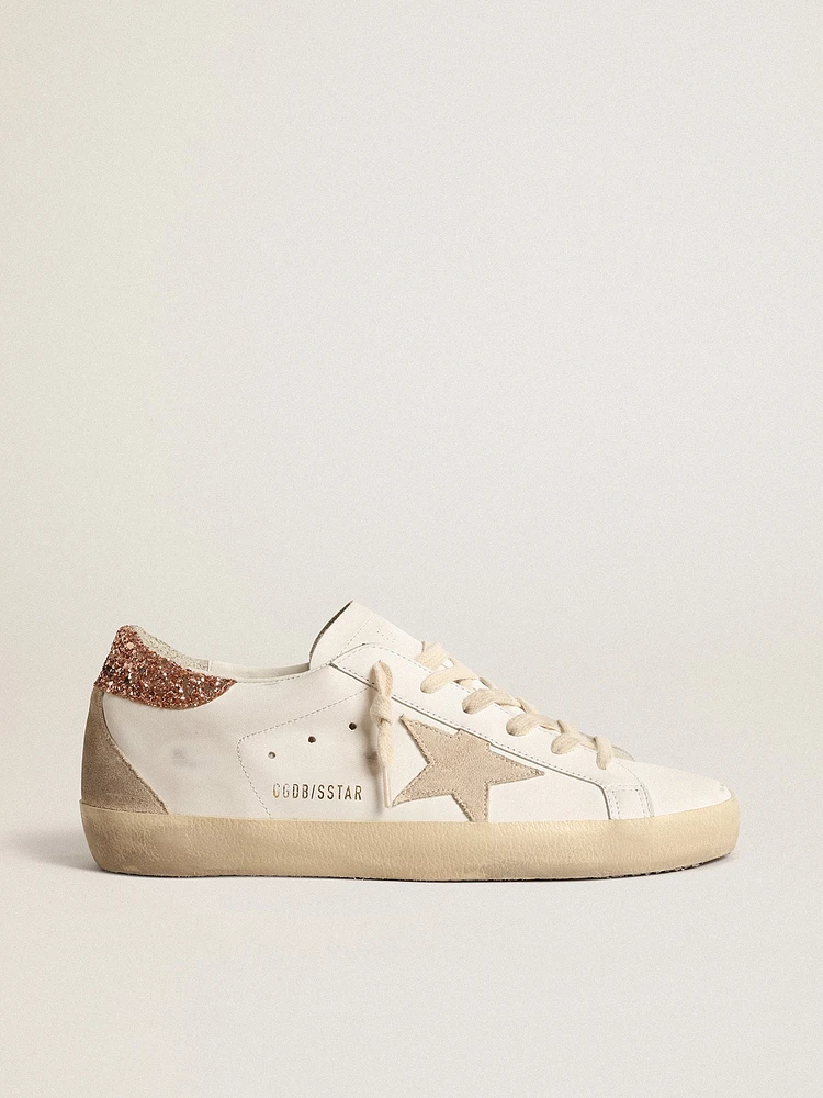 Women's Super-Star with a suede star and peach-pink glitter heel tab