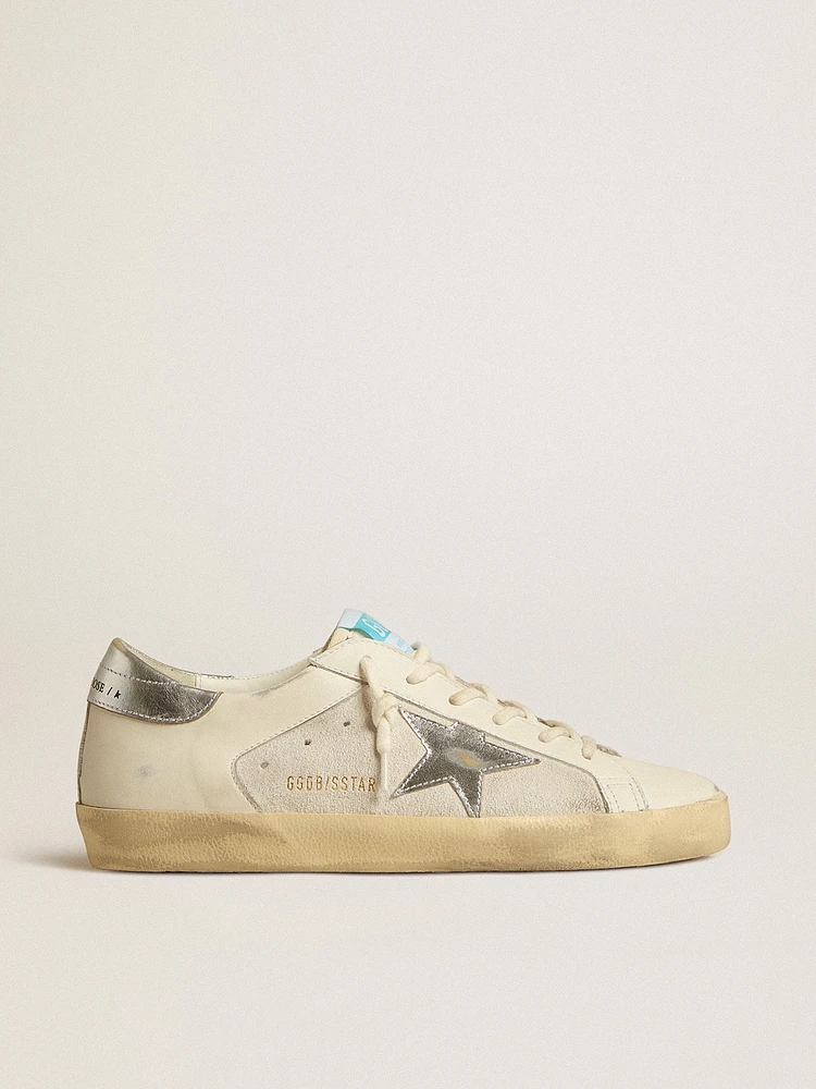 Super-Star white leather and suede with silver gold star