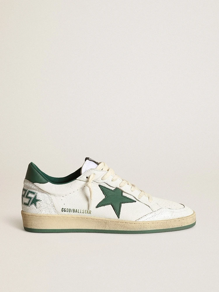 Women's Ball star white nappa leather with green and heel tab
