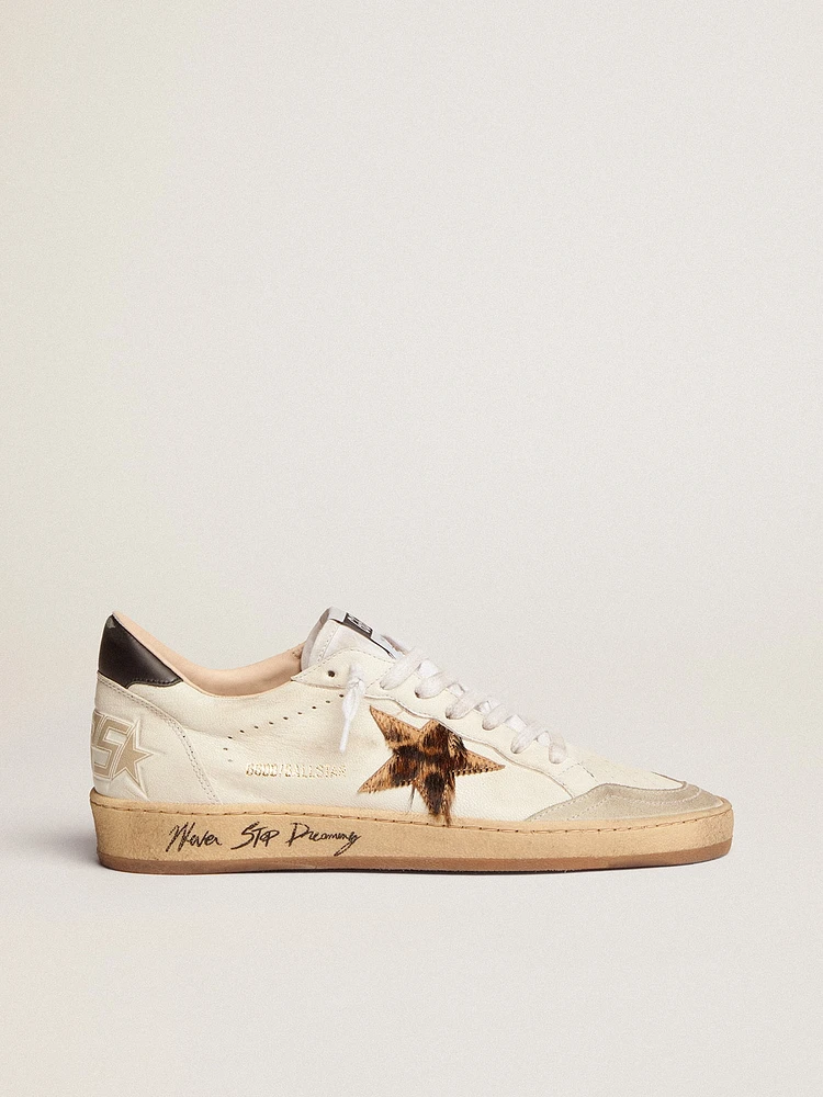 Women's Ball star with leopard print pony skin and black heel tab