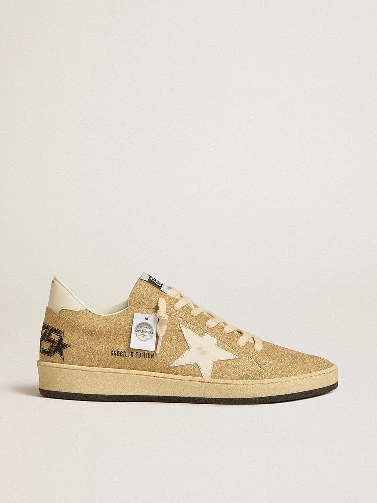 Ball star golden Swarovski crystals with milk-white leather