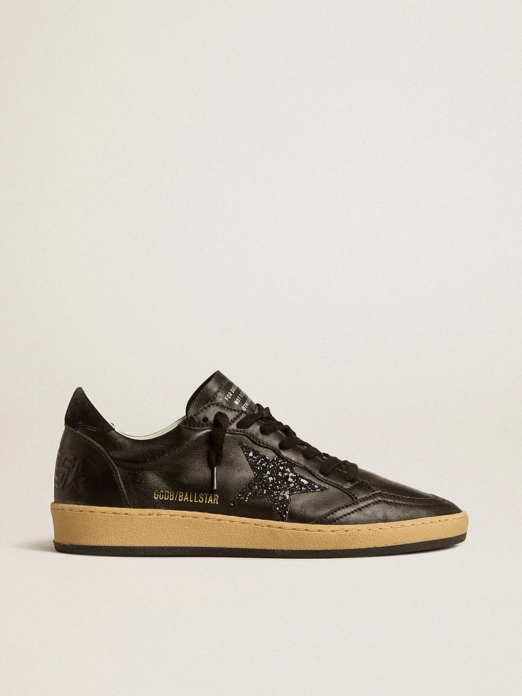 Women’s Ball star black nappa with glitter and suede heel tab