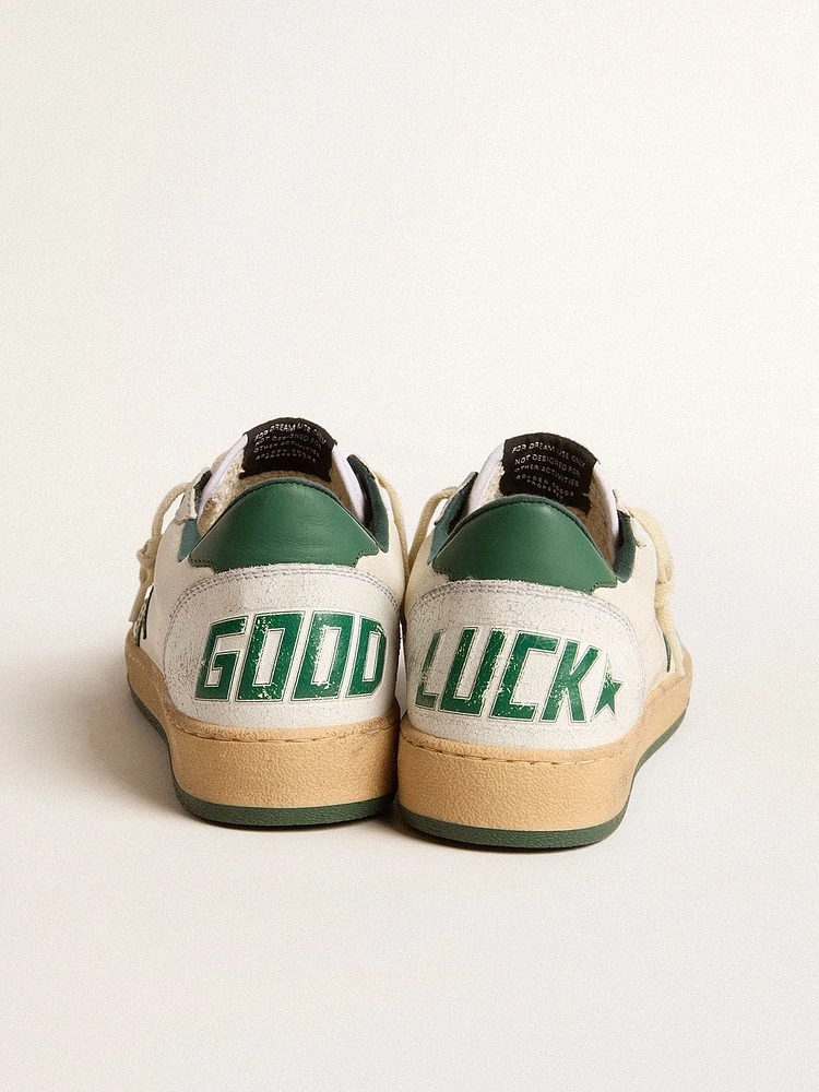 Women's Ball star Wishes white nappa leather with green and heel tab