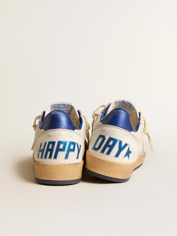 Women’s Ball star Wishes white nappa leather with bright blue and heel tab