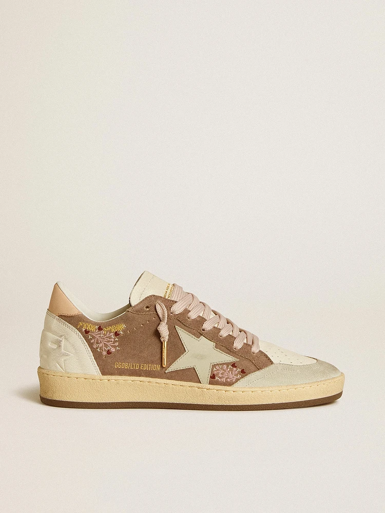 Women's Ball star brown suede with leather and heel tab