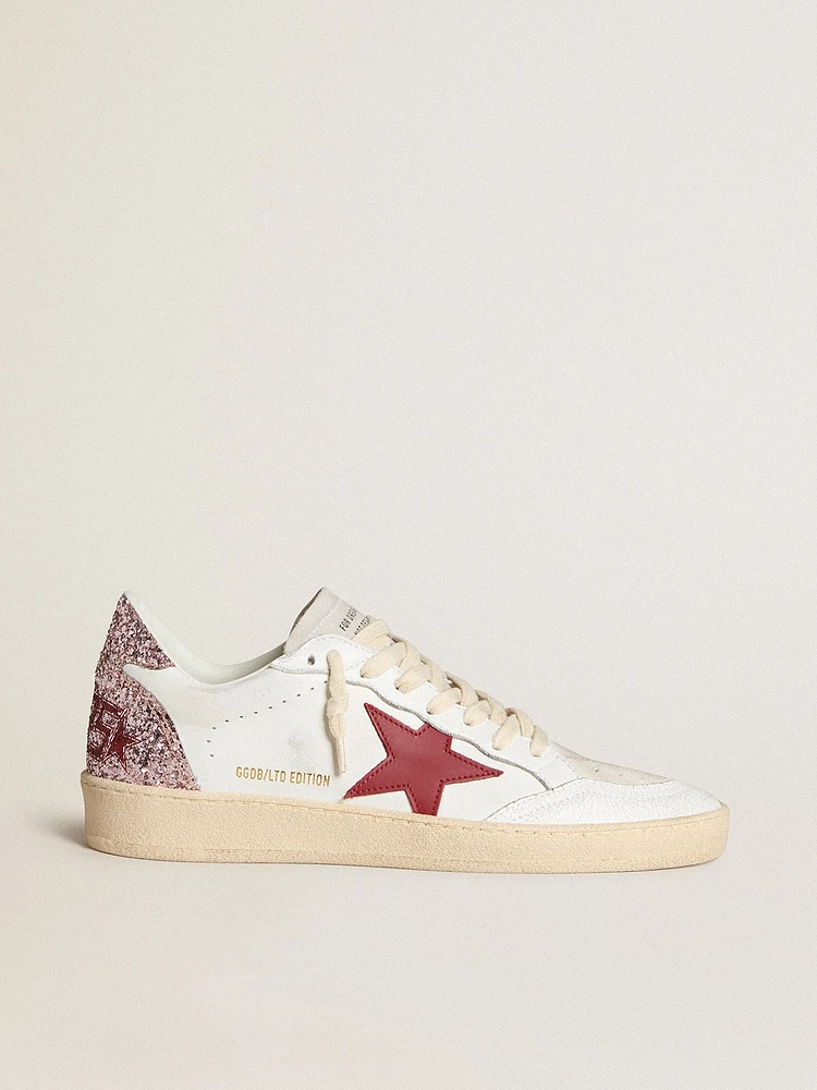 Women's Ball star LTD with red leather and pink glitter heel tab