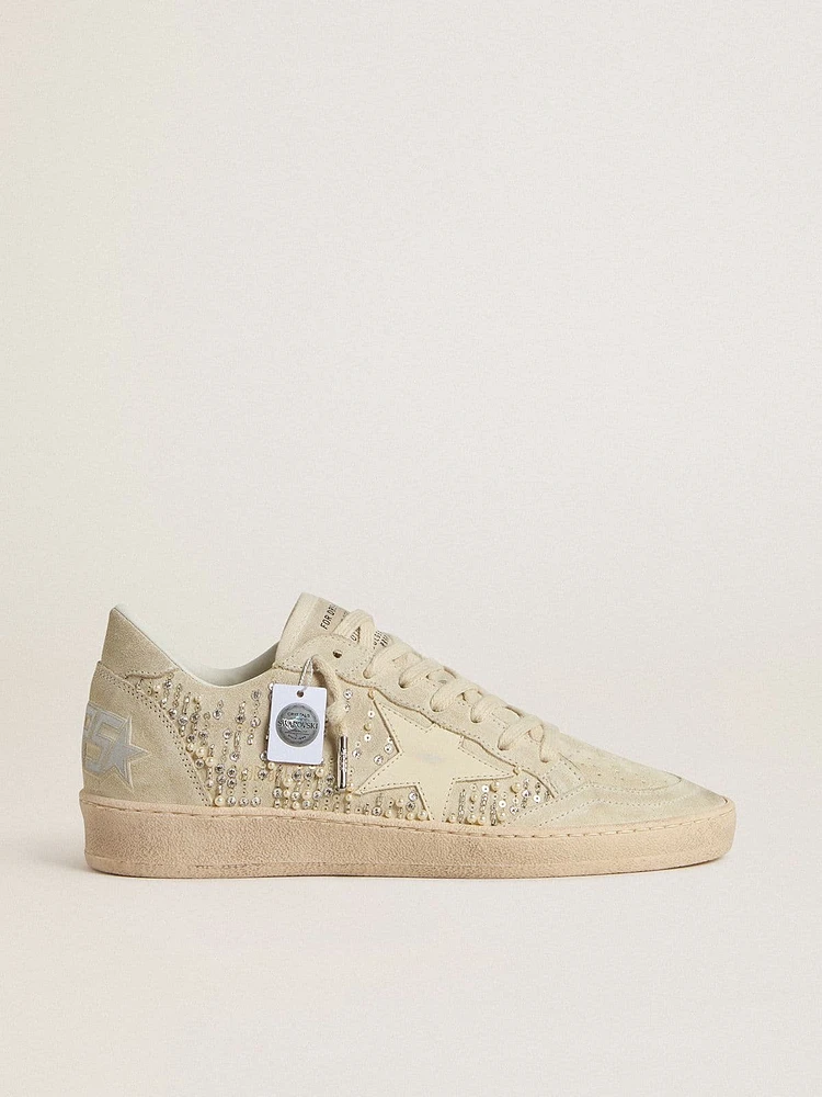 Ball star suede with Swarovski crystals and pearls leather