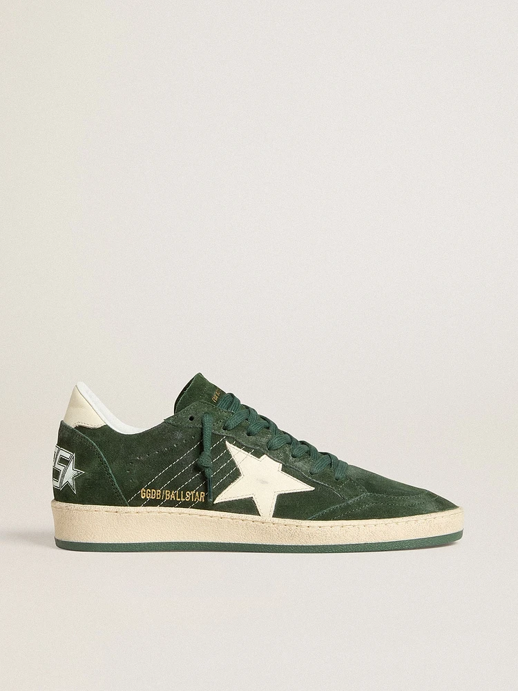 Women's Ball star green suede with white leather and heel tab